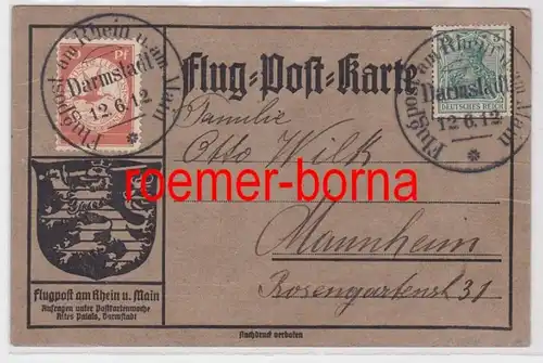 68718 Carte de vol-post Poste aérienne sur le Rhin et le Main 12.6.1912