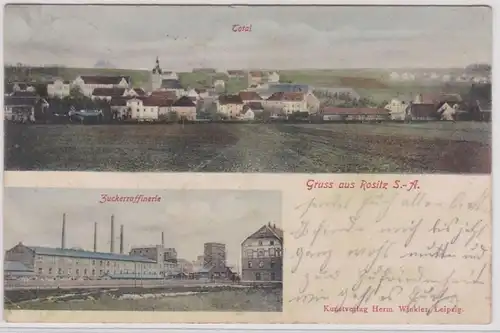 40970 Mehrbild Ak Gruß aus Rositz S.-A. Total und Zuckerraffinerie 1908