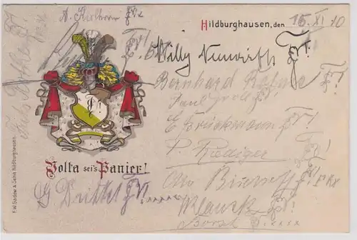 46924 Studentika Ak Hildburghausen !Volta sei's Panier!' 1910