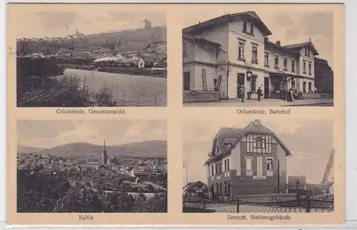 82605 Mehrbild Ak Orlamünde Bahnhof, Zeutsch Stationsgebäude 1914