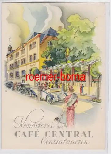 82703 Ak Zeulenroda Boulangerie Café Central Central Garten vers 1940