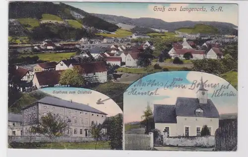 83903 Mehrbild Ak Gruß aus Langenorla S.-A. Gasthaus, Kirche 1911