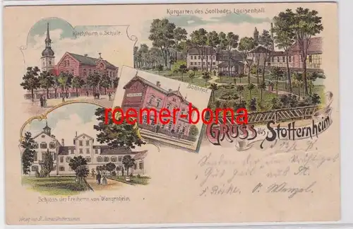 85819 Ak Lithographie Gruß aus Stotternheim Bahnhof, Schule usw. 1898