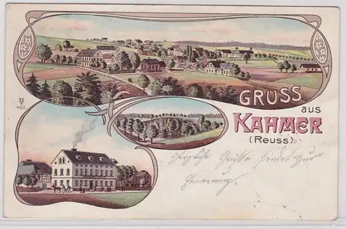88709 Ak Lithographie Gruss aus Kahmer (Reuss) Gasthof usw. 1906