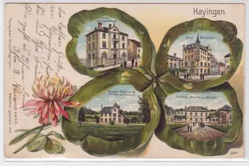 18804 Kleeblatt Ak Lithographie Hayingen Hotel etc. 1905