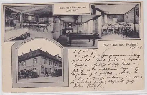 58881 Mehrbild Ak Gruß aus Neu-Breisach Hotel & Restaurant Reichelt 1908