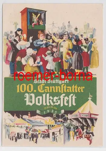 67008 Carte officielle de poste fixe au 100e anniversaire de la fête nationale de Cannstatter 1935