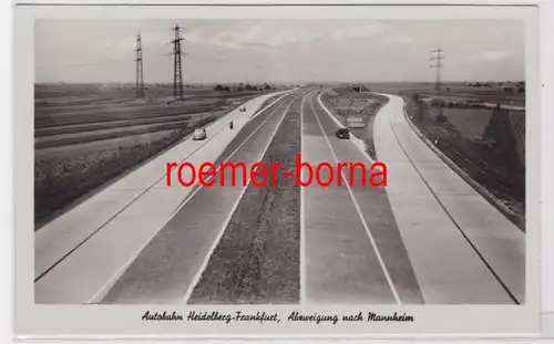 83771 Foto Ak Autobahn Heidelberg-Frankfurt Abzweigung nach Mannheim um 1940