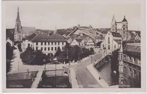 92605 Ak Esslingen Frauenkirche, Seminar, Burg, Rathaus 1937