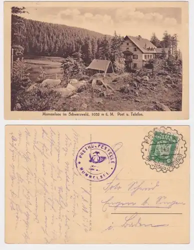 98948 Ak Mummelsee in Schwarzwald Stamp Posthelpfführungs 1924