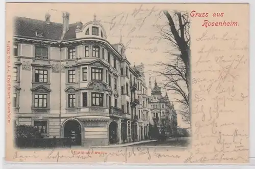 51711 Ak Salutation de Rosenheim Rathausstrasse 1903