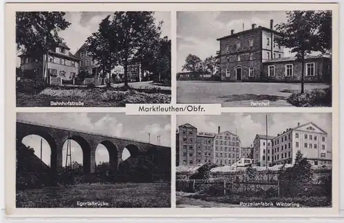 62241 Multi-image Ak Marktleuthen Oberfranken Gare, porcelainerie, etc. vers 1940