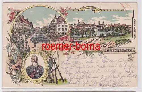 68809 Ak Lithographie Gruss de la ville de garnison Ingolstadt 1904