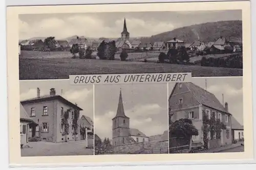 75482 AK Gruss d'Unternbibert - Panorama avec église vers 1930