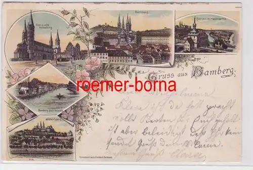 79980 Ak Lithographie Gruss de Bamberg Michaelsberg, Klein-Venise, etc. 1898