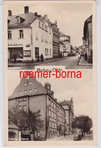 81653 Mehrbild Ak Rehau Obfr. Bahnhofstraße und Pestalozzi-Schule 1956