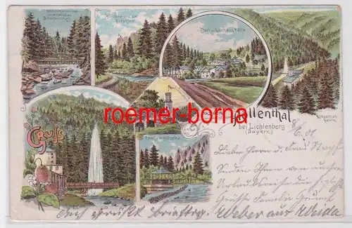 82502 Ak Lithografie Gruss aus dem Höllenthal bei Lichtenberg Bayern 1901