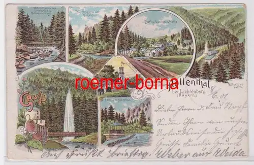 82502 Ak Lithographie Gruss de l'enfer thal près de Lichtenberg Bayern 1901