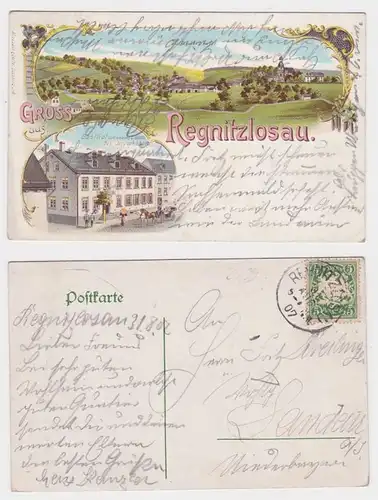 82797 Ak Lithographie Gruss de Regnitzlosau Hostel 1907