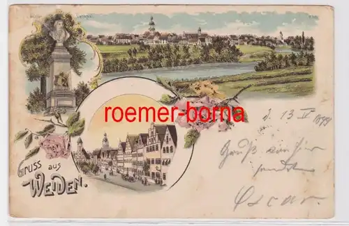 83182 Ak Lithographie Gruss de saule Monument au Schlörden, Totale, Place du marché 1899