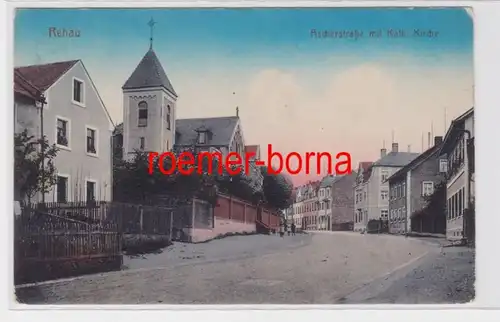 83553 Ak Rehau Ascherstrasse avec l'église catholique vers 1910