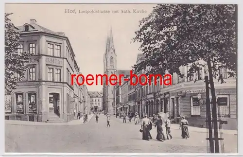 83667 Ak Hof Luitpoldstrasse avec Kath. Eglise vers 1920