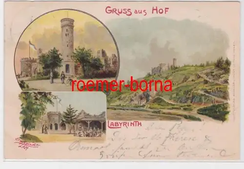 83788 Künstler Ak Gruss aus Hof Labyrinth 1905