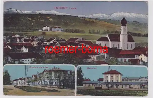 83884 Multi-image Ak Endorf Obb. Gasthof zu Post, Bahnhof, Totale 1921