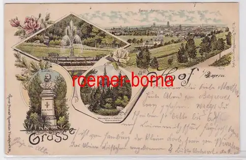 84009 Ak Lithographie Gruss de la cour en Bavière Springbrunnen i.d. Installations etc 1897