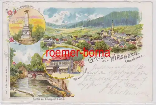 84006 Ak Lithographie Gruss de Wirsberg Oberfranken Restaurant Werner etc 1898