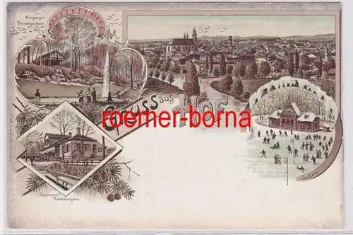 84014 Ak Lithographie Gruss de la cour Restaurant Theresienstein vers 1900