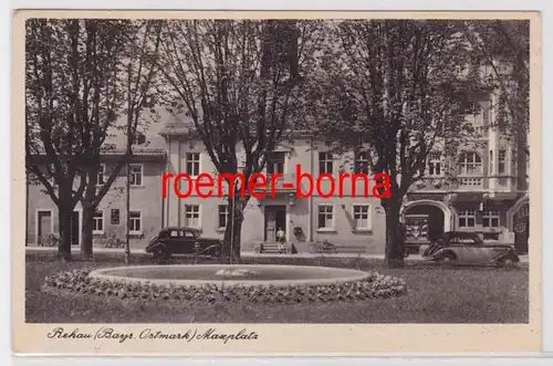 84140 Ak Rehau Bayr. Ostmark Maxplatz mit Conditorei Hans Horn 1943