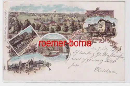 84224 Ak Lithographie Gruss de Bad Steben Parkhotel etc 1898