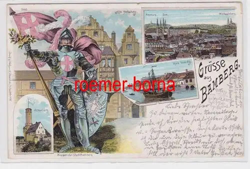 84226 Ak Lithographie Salutations de Bamberg 1899