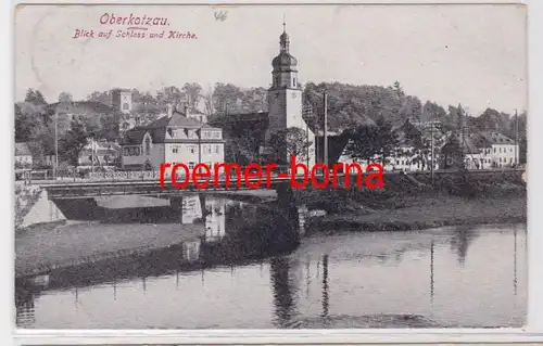 84238 Ak Oberkotzau Vue sur le château et l'église 1921