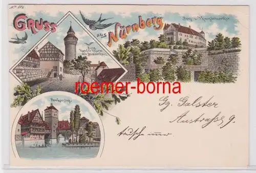 84366 Ak Lithographie Gruss de Nuremberg 1898