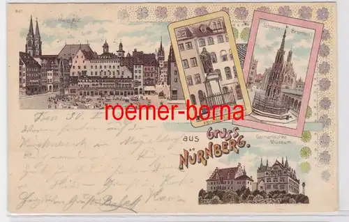 84369 Ak Lithografie Gruss aus Nürnberg 1898
