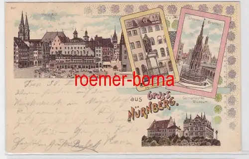 84369 Ak Lithographie Gruss de Nuremberg 1898