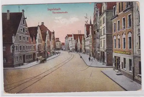 90546 Ak Ingolstadt Theresienstrasse avec des magasins 1924