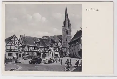 91905 Ak Zeil am Main Platz mit parkenden Autos 1959