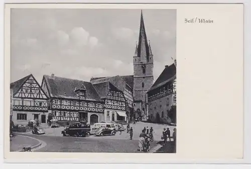 91905 Ak Zeil sur la place du Main avec des voitures garées 1959