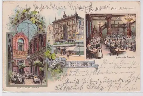 05516 AK Gruss aus der Hopfenblüte Berlin - Bierstube, Maurische Hallen 1903