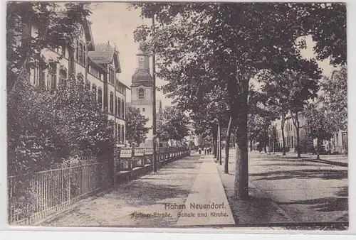 13489 Ak Hohen Neudorf Berliner Strasse, Schule und Kirche 1921