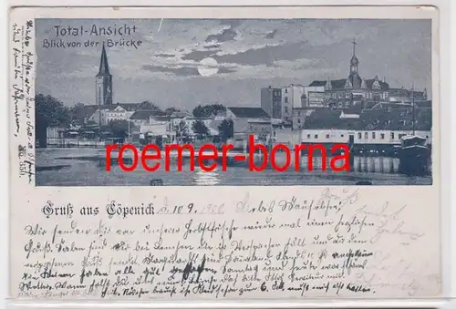 60350 Mondscheinkarte Gruß aus Cöpenick Köpenick Totalansicht 1900