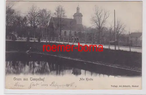 71095 Ak Gruß aus Tempelhof bei Berlin alte Kirche um 1910