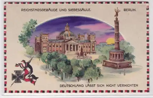 75731 Arrêt contre la lumière Ak Berlin Reichstagbäu & Siegesäul vers 1915