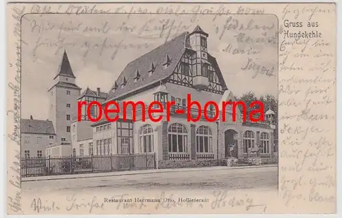 82929 Ak Salutation de chien-bouche Restaurant Herrmann Otto 1904
