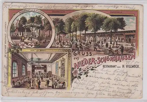 91308 Ak Lithographie Salutation de Niederschönhausen Restaurant 1901