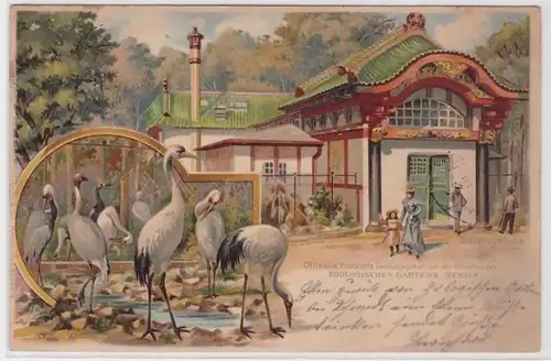 91783 Ak Lithographie Berlin Jardin zoologique 1900