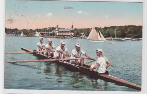 93783 Ak Grünau Ruderboot 4er mit Steuermann 1906